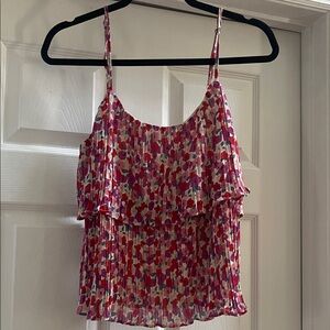 fab'rik Pink Floral Pleated Ruffle Camisole